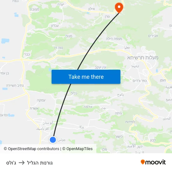ג'ולס to גורנות הגליל map