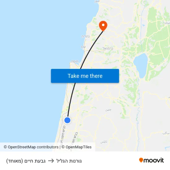 גבעת חיים (מאוחד) to גורנות הגליל map