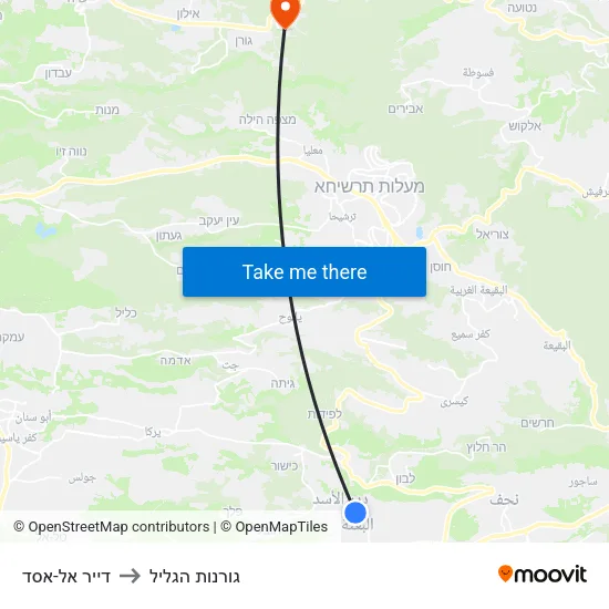 דייר אל-אסד to גורנות הגליל map