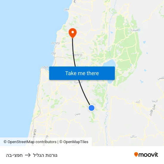 חפצי-בה to גורנות הגליל map