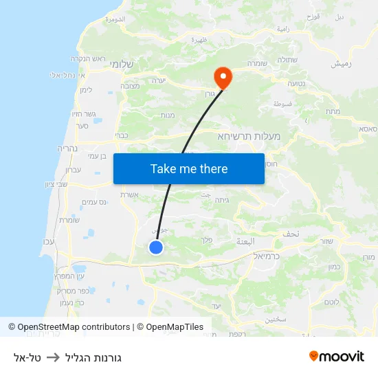 טל-אל to גורנות הגליל map