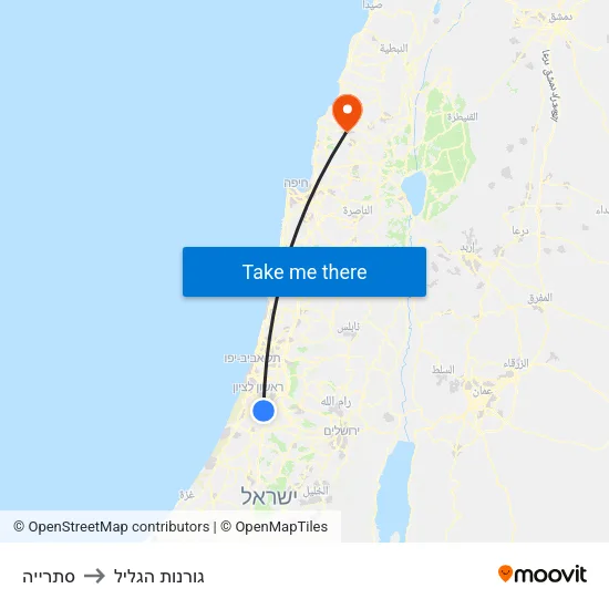 סתרייה to גורנות הגליל map