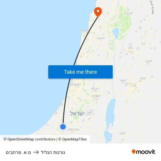מ.א. מרחבים to גורנות הגליל map