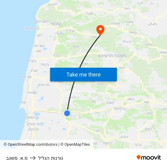 מ.א. משגב to גורנות הגליל map