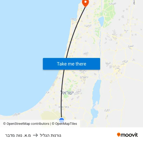 מ.א. נווה מדבר to גורנות הגליל map