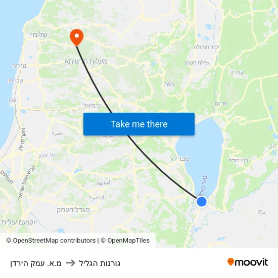 מ.א. עמק הירדן to גורנות הגליל map