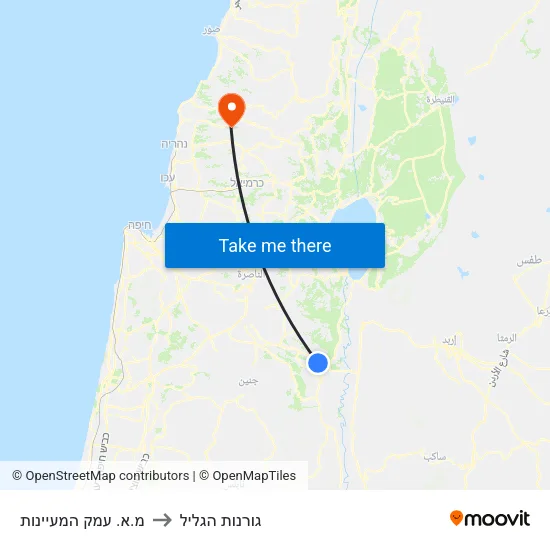 מ.א. עמק המעיינות to גורנות הגליל map