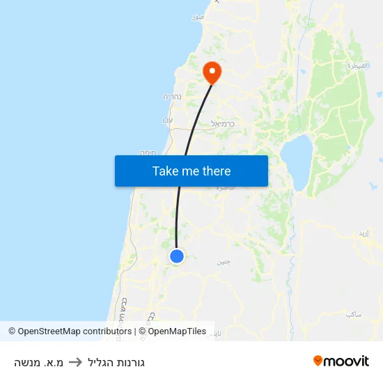 מ.א. מנשה to גורנות הגליל map
