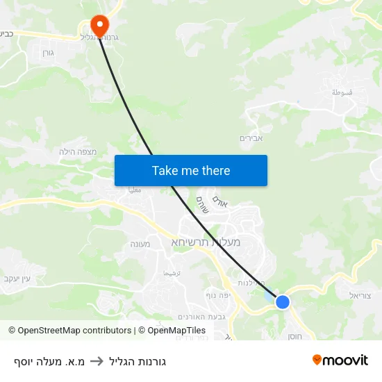מ.א. מעלה יוסף to גורנות הגליל map