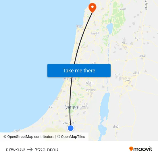 שגב-שלום to גורנות הגליל map