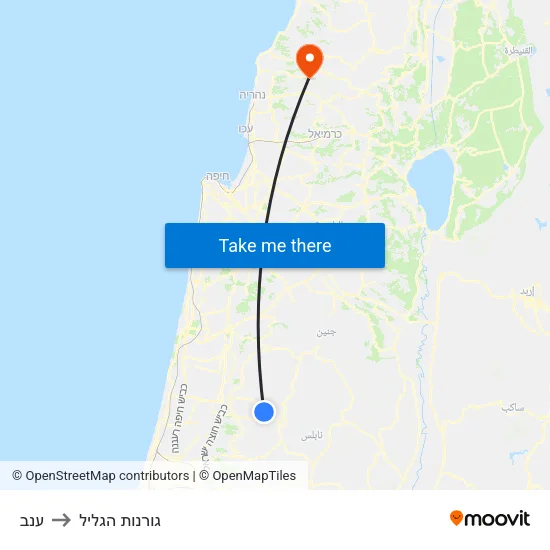 ענב to גורנות הגליל map