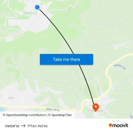 עראמשה to גורנות הגליל map