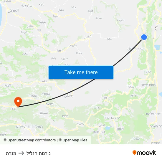 מנרה to גורנות הגליל map