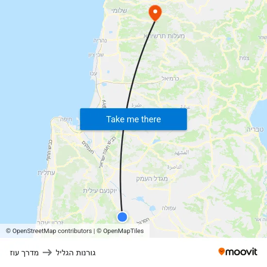 מדרך עוז to גורנות הגליל map
