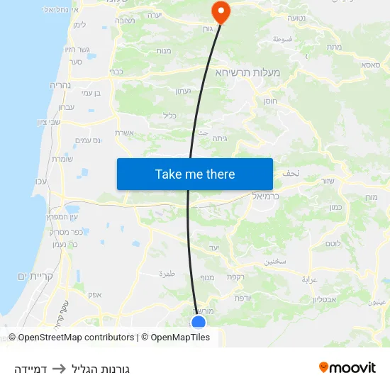דמיידה to גורנות הגליל map