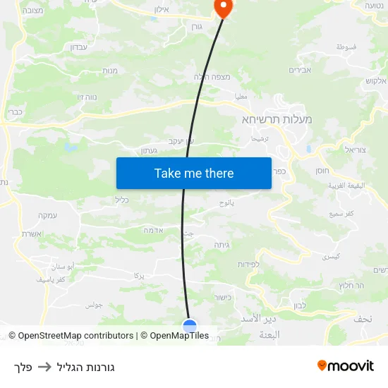 פלך to גורנות הגליל map