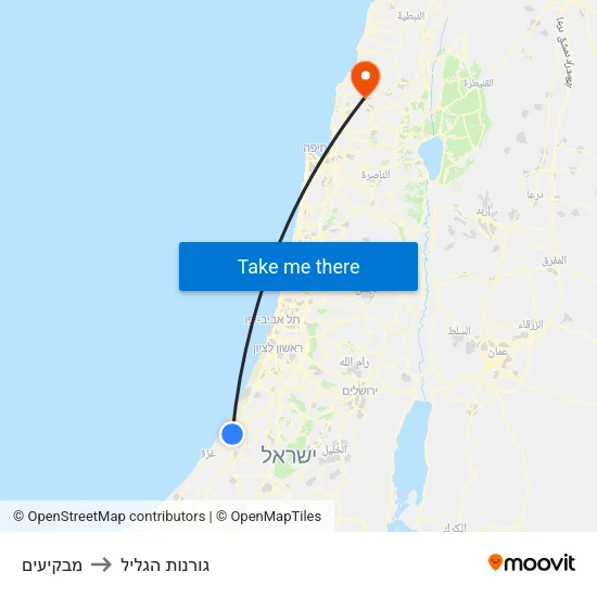 מבקיעים to גורנות הגליל map