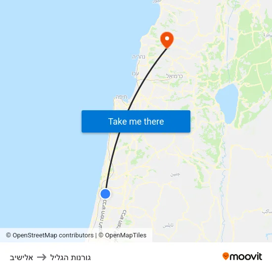 אלישיב to גורנות הגליל map