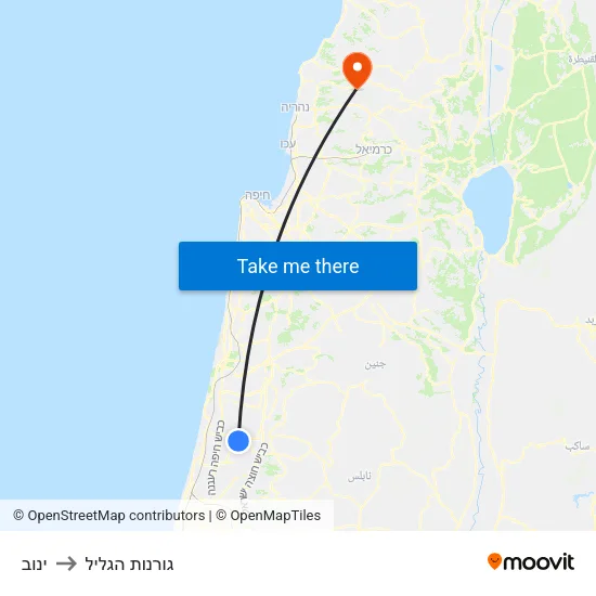 ינוב to גורנות הגליל map