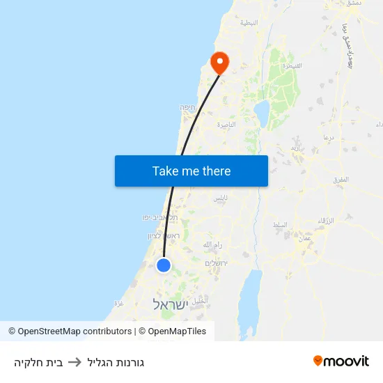 בית חלקיה to גורנות הגליל map
