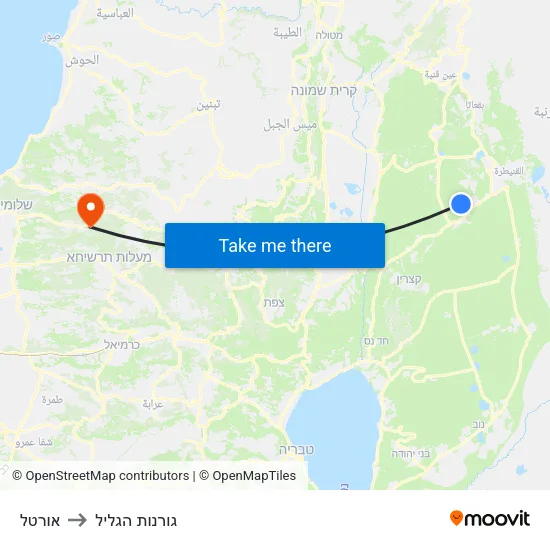אורטל to גורנות הגליל map