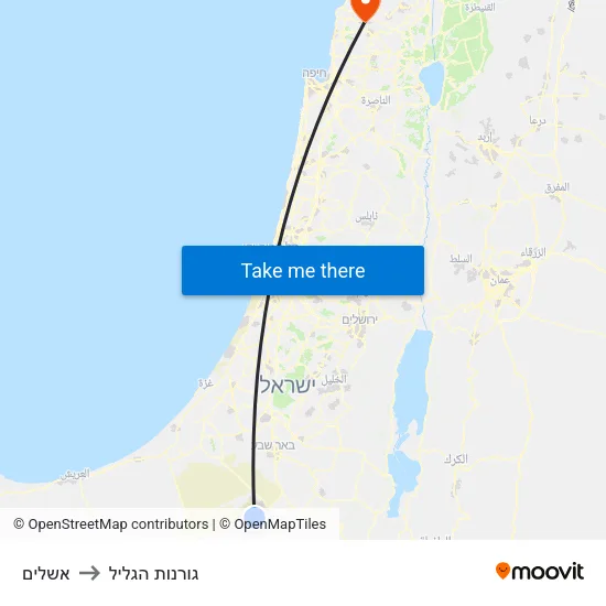 אשלים to גורנות הגליל map