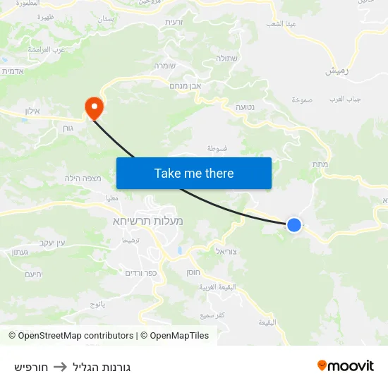 חורפיש to גורנות הגליל map