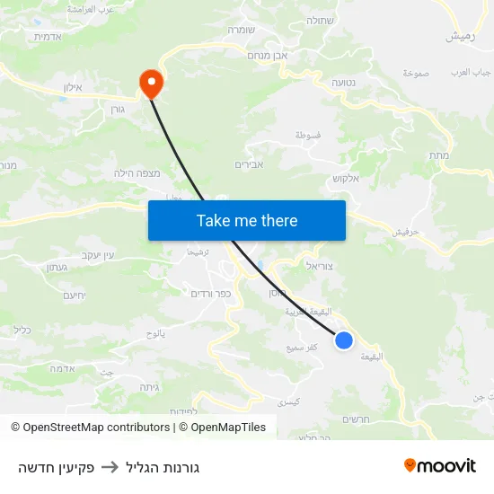 פקיעין חדשה to גורנות הגליל map
