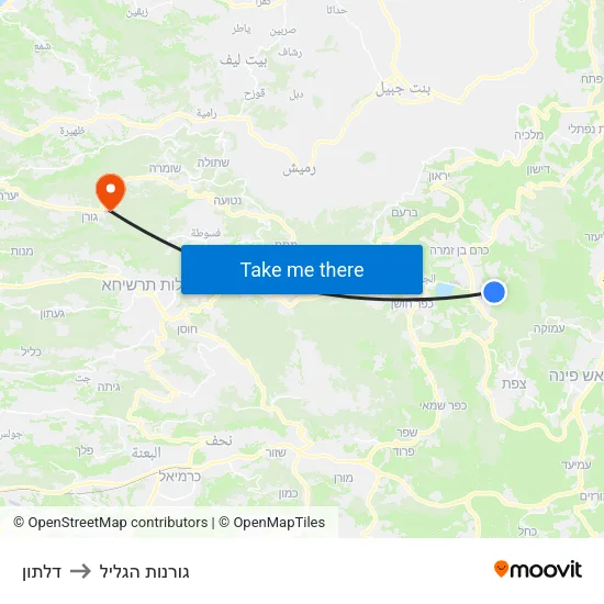 דלתון to גורנות הגליל map