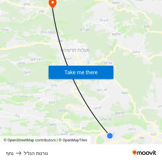 נחף to גורנות הגליל map