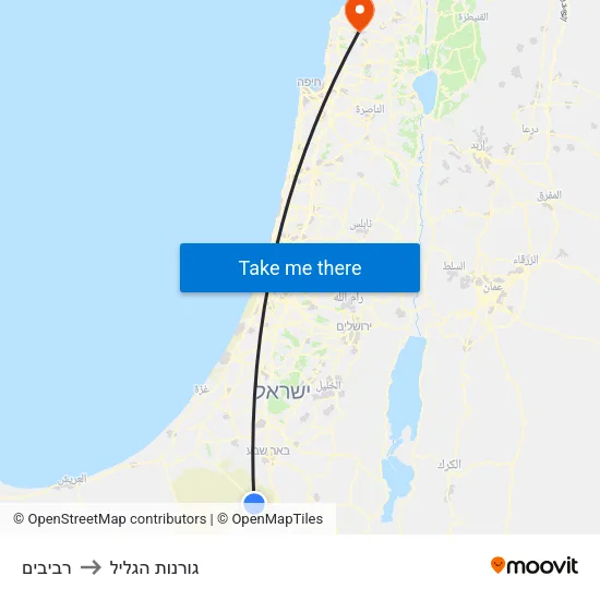 רביבים to גורנות הגליל map