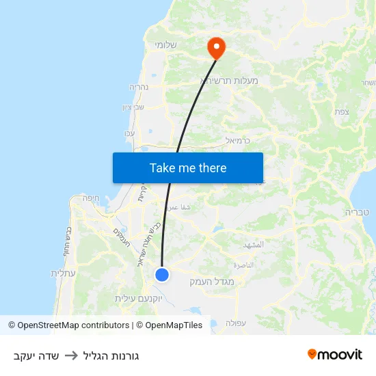 שדה יעקב to גורנות הגליל map