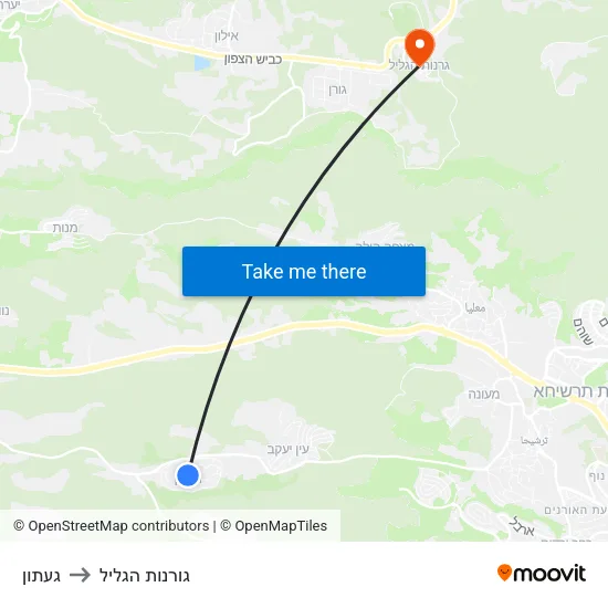 געתון to גורנות הגליל map