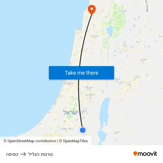 כסיפה to גורנות הגליל map