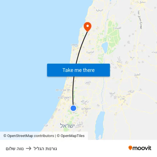 נווה שלום to גורנות הגליל map