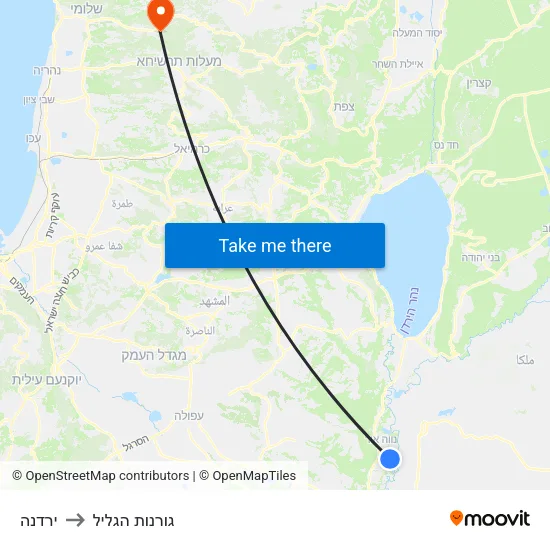 ירדנה to גורנות הגליל map