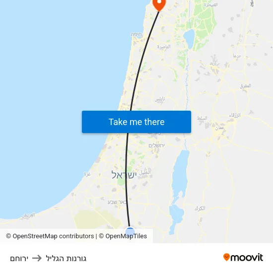 ירוחם to גורנות הגליל map
