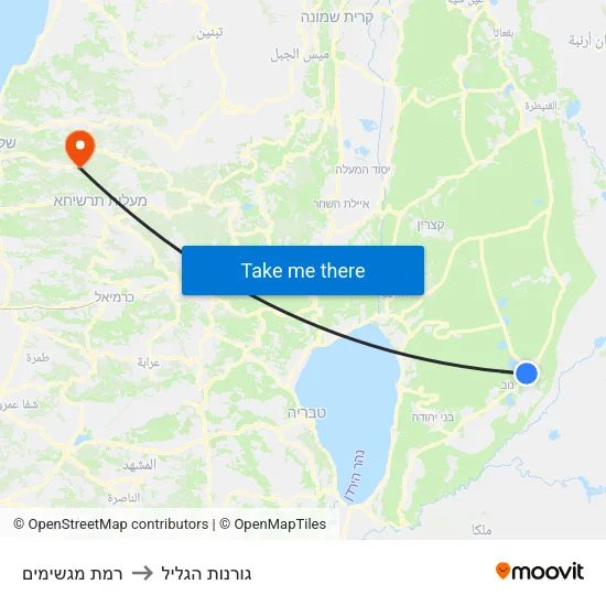 רמת מגשימים to גורנות הגליל map