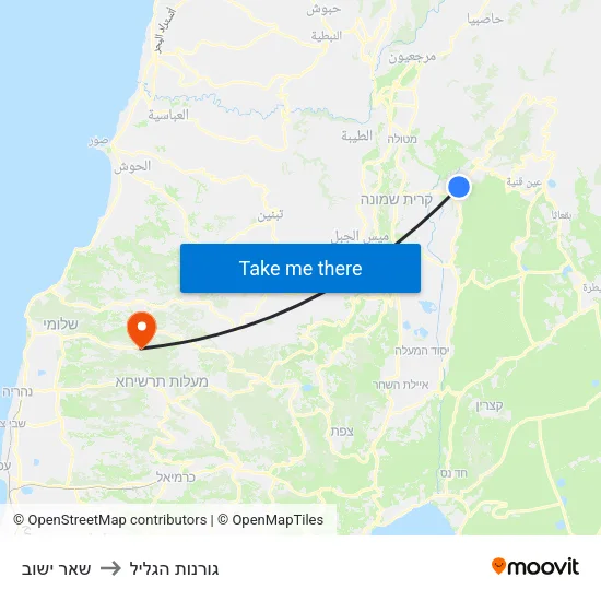 שאר ישוב to גורנות הגליל map