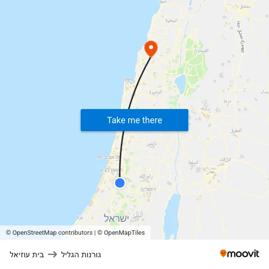 בית עוזיאל to גורנות הגליל map