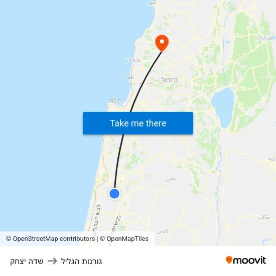 שדה יצחק to גורנות הגליל map