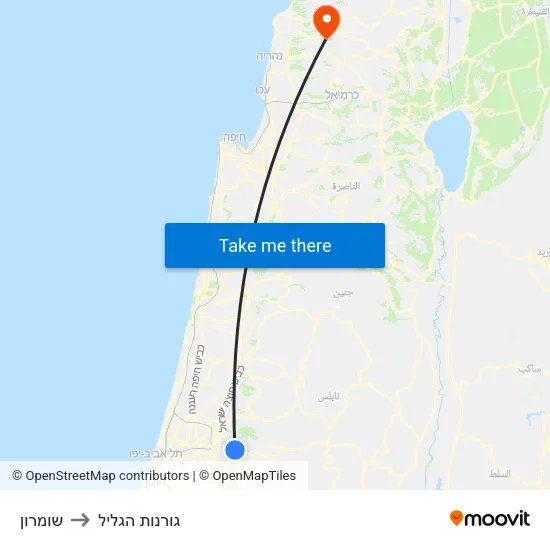 שומרון to גורנות הגליל map