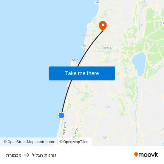 מכמורת to גורנות הגליל map