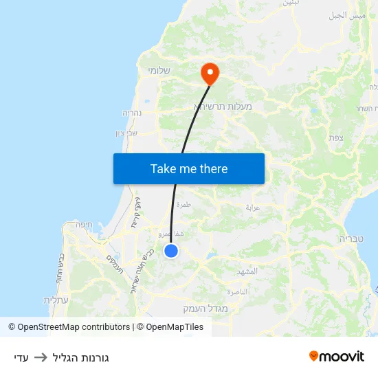 עדי to גורנות הגליל map