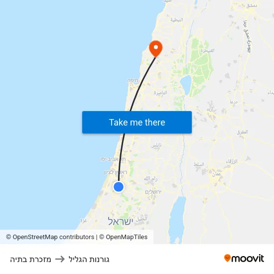 מזכרת בתיה to גורנות הגליל map