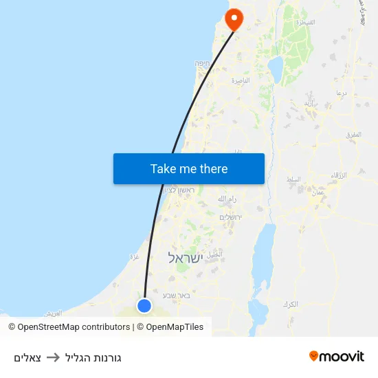צאלים to גורנות הגליל map