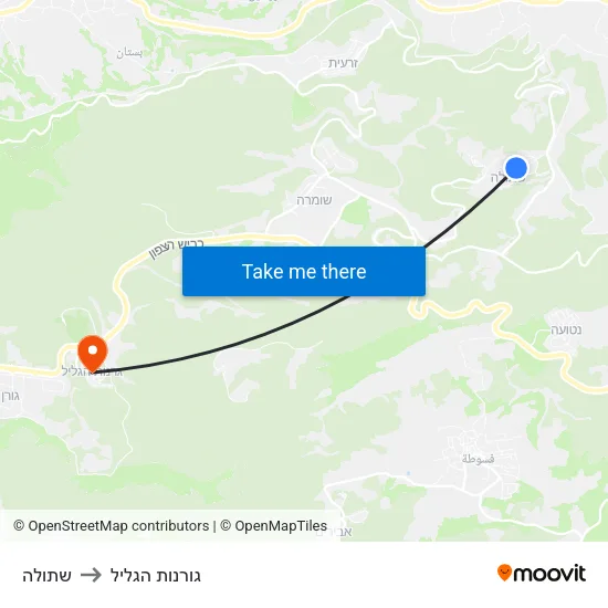שתולה to גורנות הגליל map