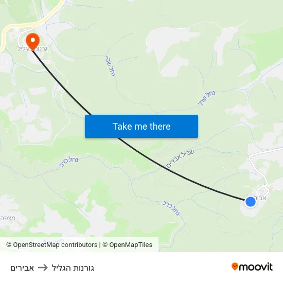 אבירים to גורנות הגליל map