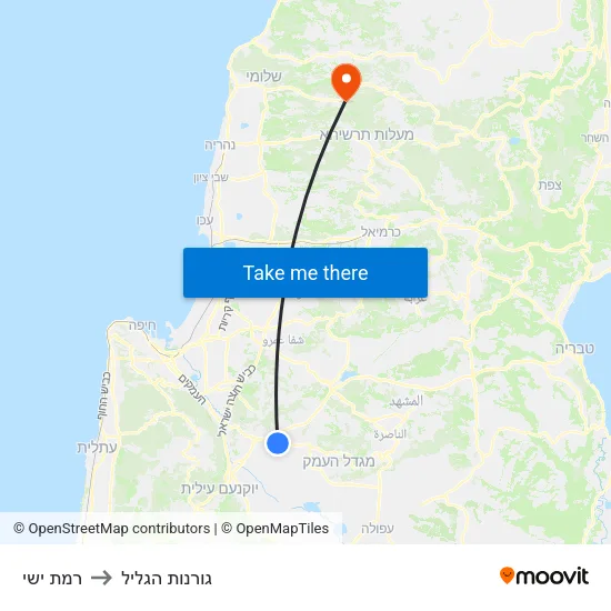 רמת ישי to גורנות הגליל map