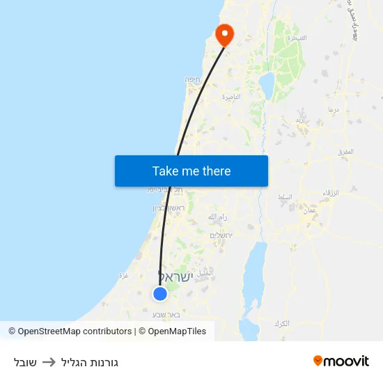שובל to גורנות הגליל map